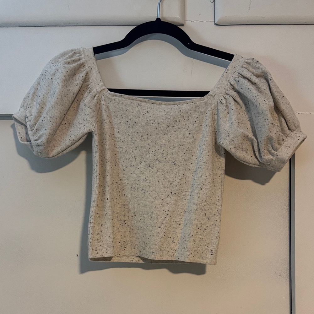 Promesa Speckled Beige Puff Sleeve Blouse